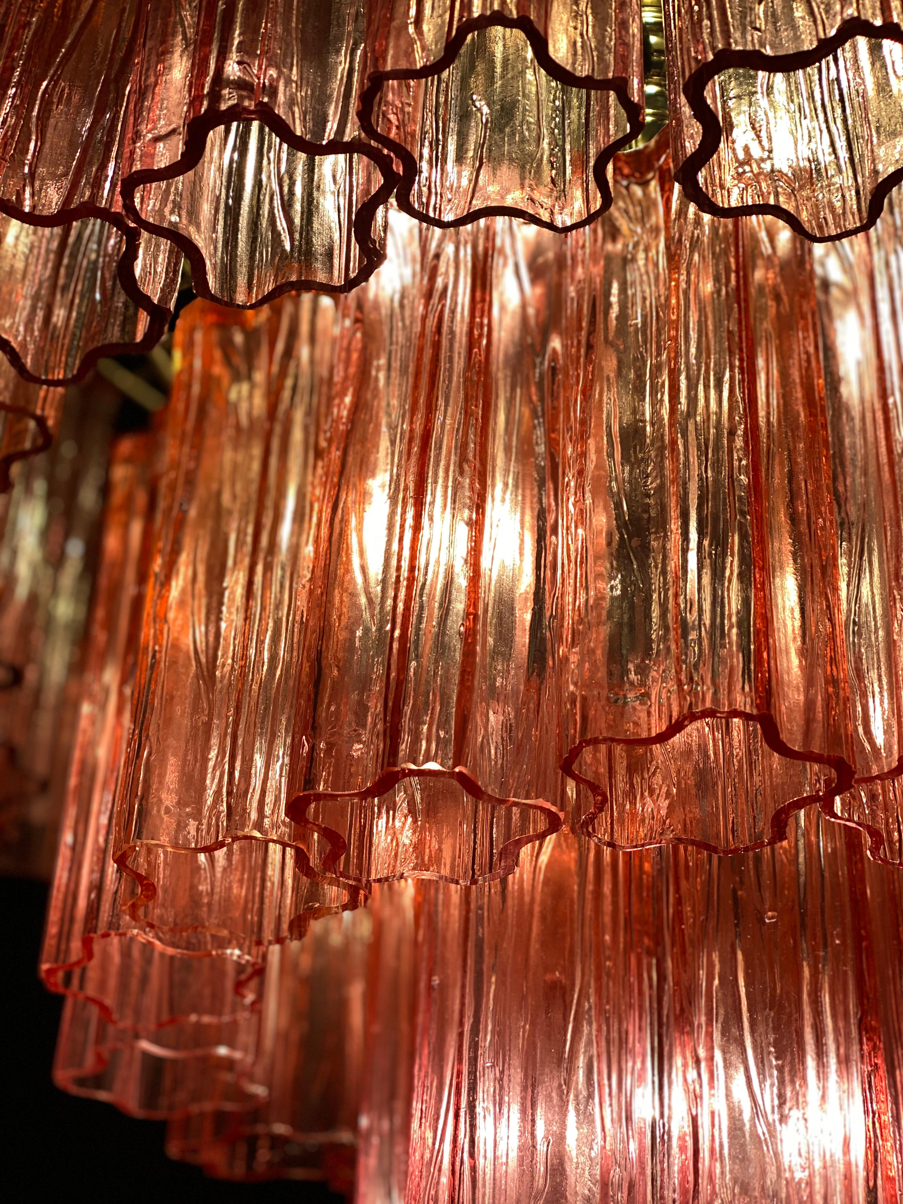 XX secolo Lampadario Tronchi in vetro di Murano rosso fucsia, 1970 in vendita