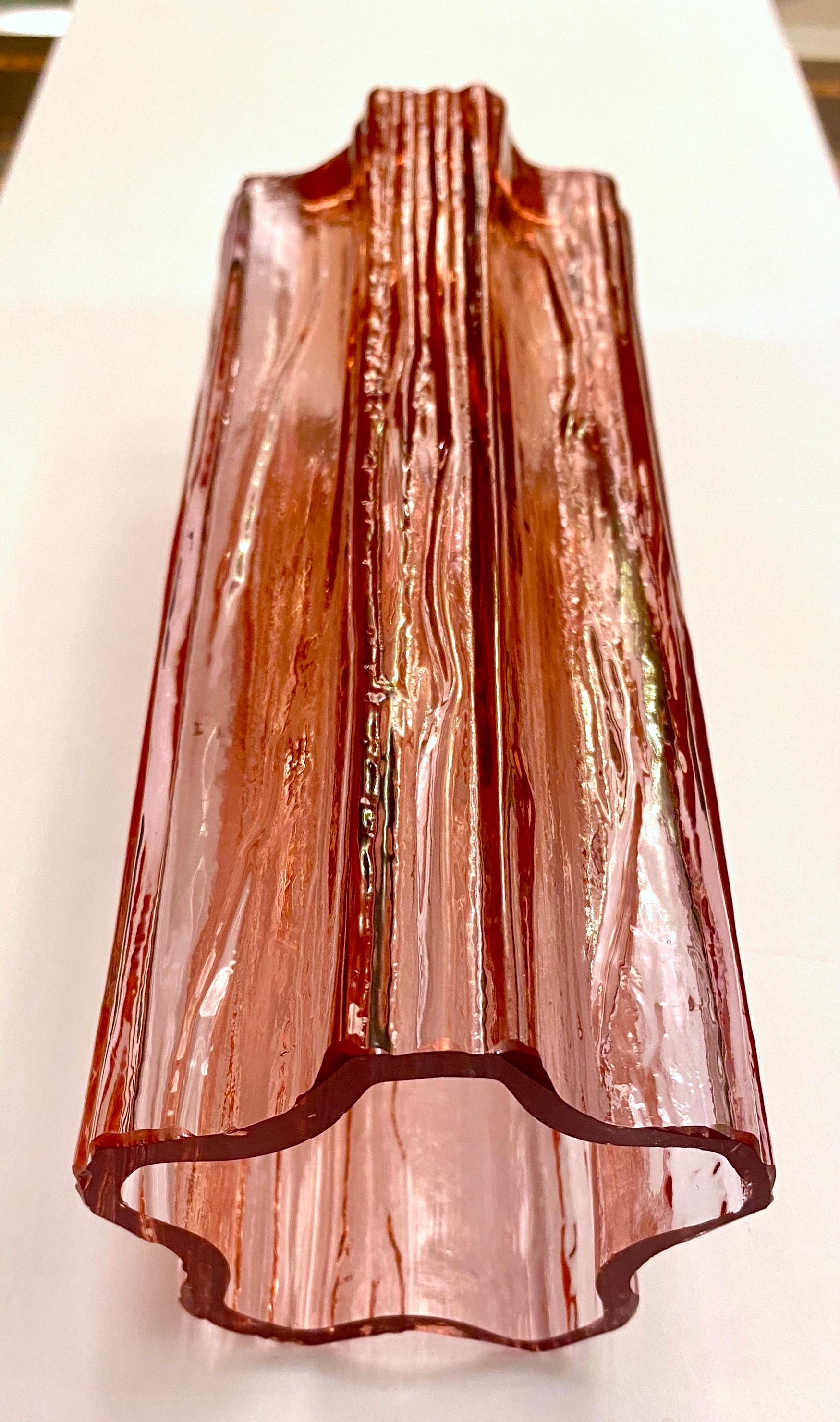 Red Fuchsia Murano Glass Tronchi Chandelier, 1970 For Sale 2