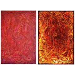 « Red Fury », huile sur toile avec rétroéclairage de l'artiste Ricardo Casado, datée de 2018
