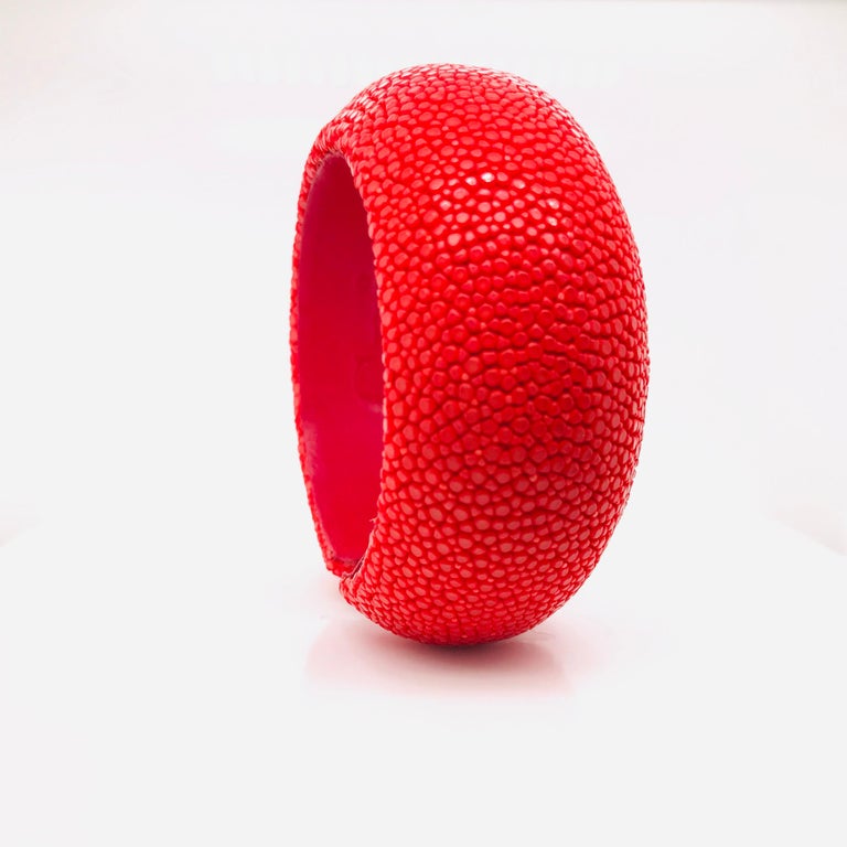Red Galuchat Cuff Bracelet For Sale at 1stDibs