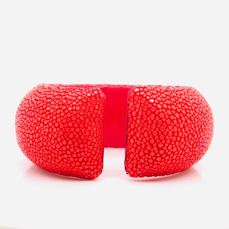 Red Galuchat Cuff Bracelet For Sale at 1stDibs