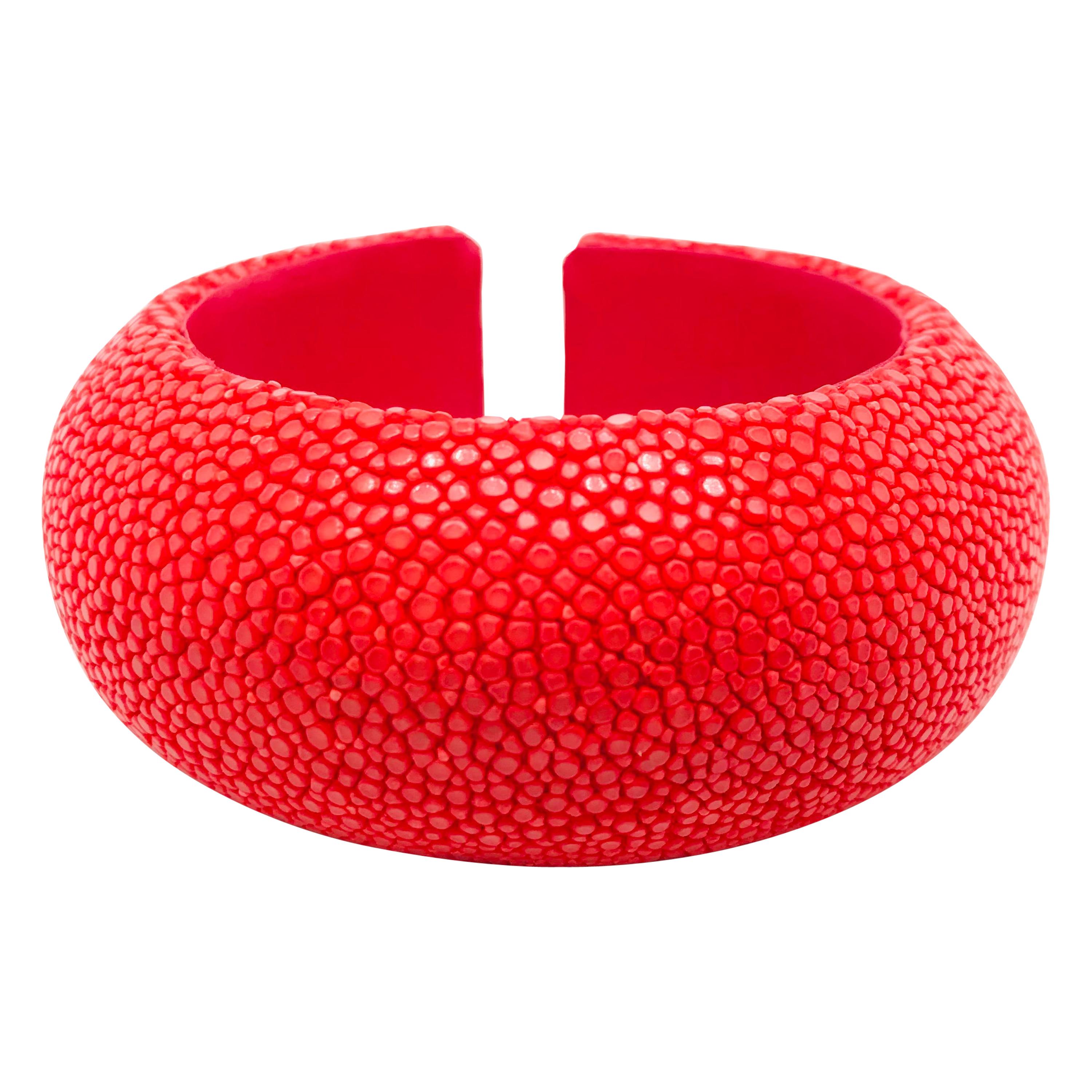 Red Galuchat Cuff Bracelet