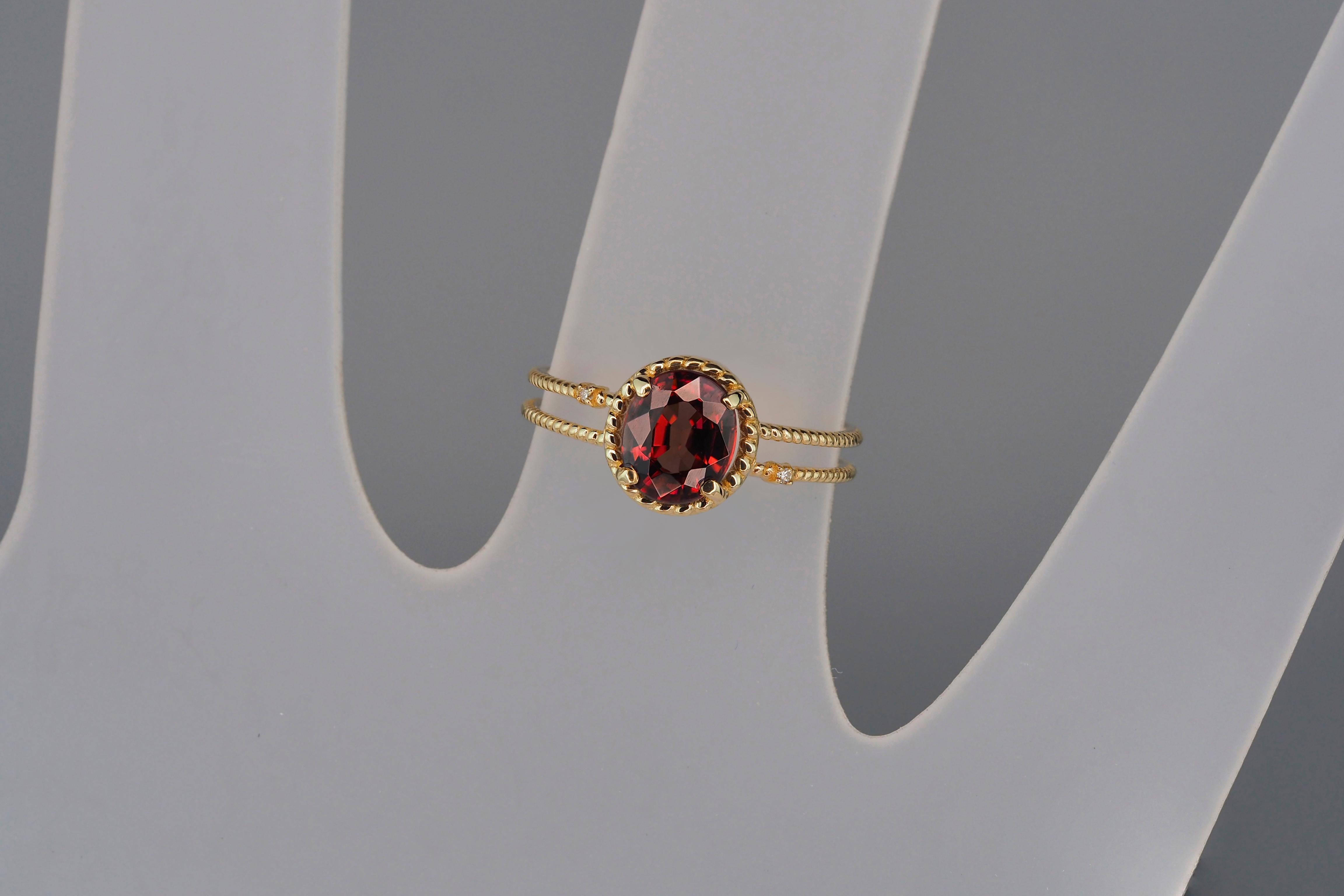 Red garnet gold ring. In New Condition In Istanbul, TR