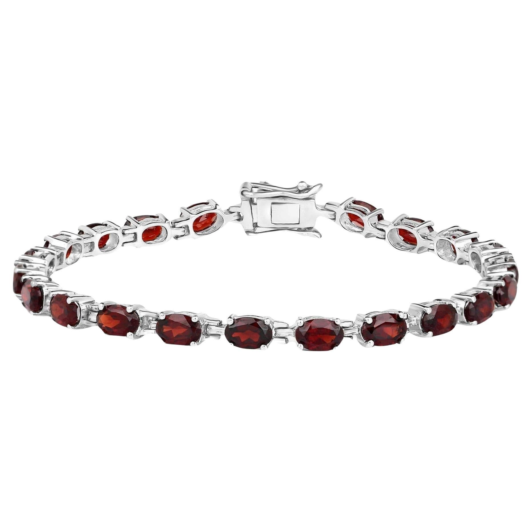 Bracelet tennis en argent sterling plaqué rhodium rouge 11,25 carats