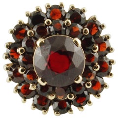 Red Garnets Yellow Gold Cocktail Ring