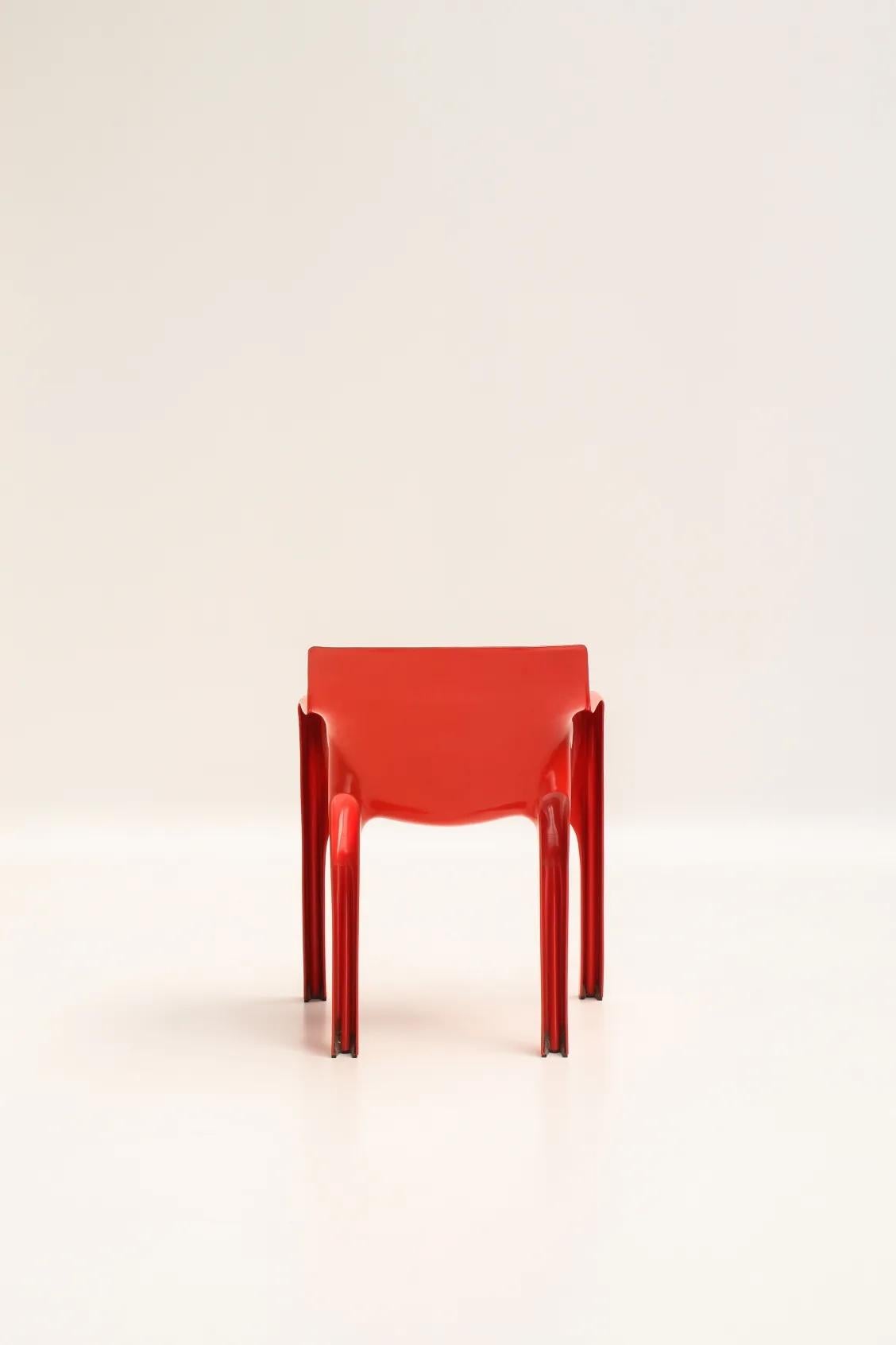 Chaises Gaudi rouges de Vico Magistretti pour Artemide, 1970, ensemble de 4 en vente 2