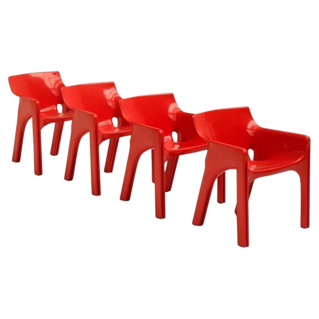 Chaises Gaudi rouges de Vico Magistretti pour Artemide, 1970, ensemble de 4 en vente
