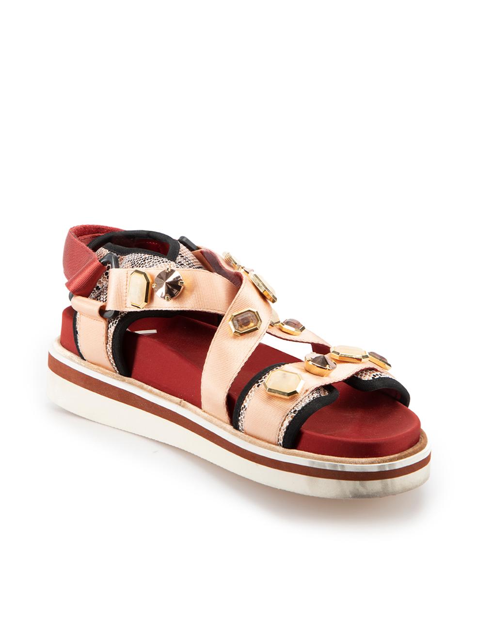 CONDITION is Very good. Minimal wear to sandals is evident. Minimal wear to the right-side of left shoe straps and both shoe soles with light marks on this used See by Chloé designer resale item.



Details


Multicolour- Red with pink