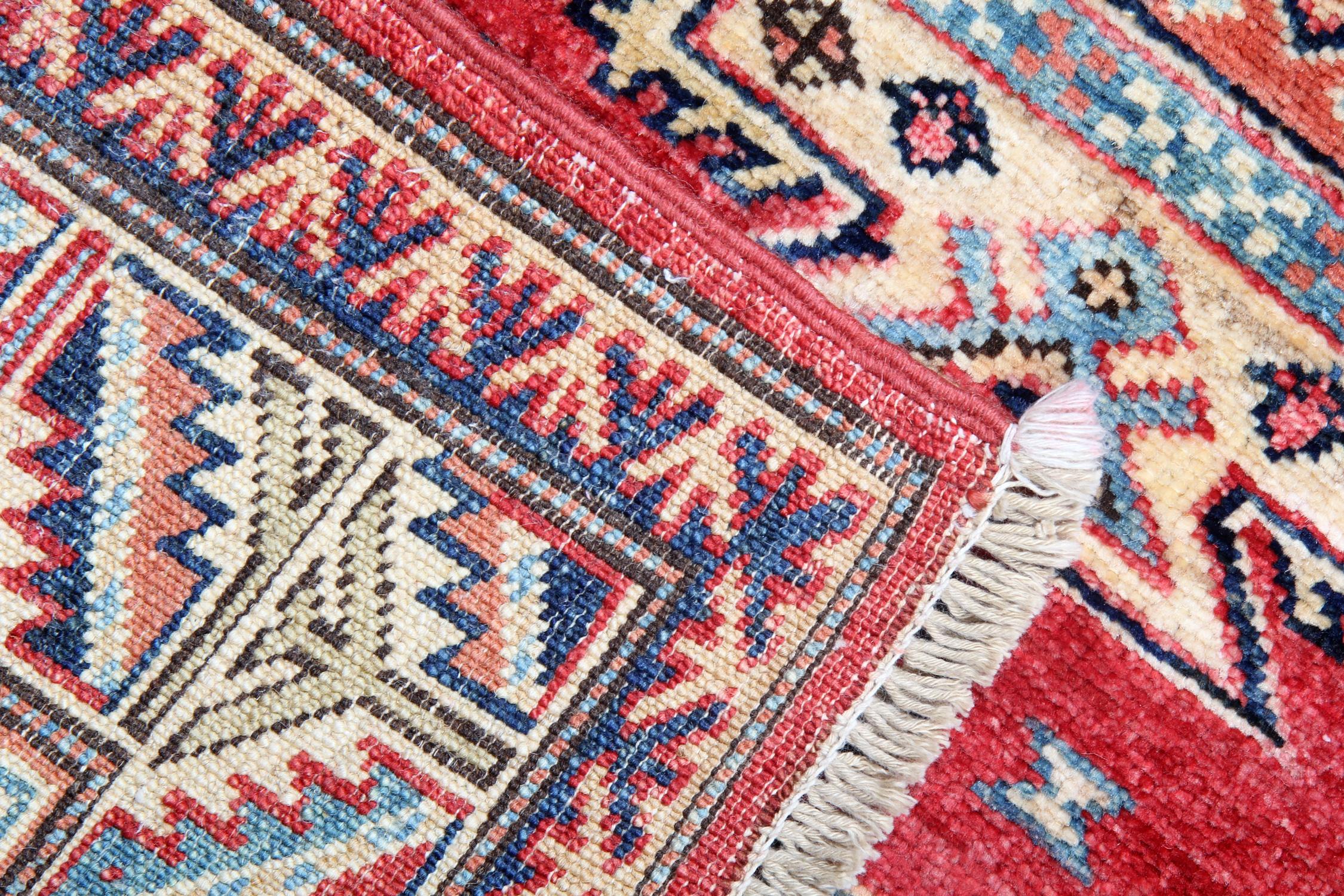 Afghan Red Geometric Rugs, Oriental Handmade Carpet Rustic Rugs Doormat For Sale