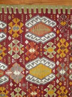 Red Geometric Turkish Kilim