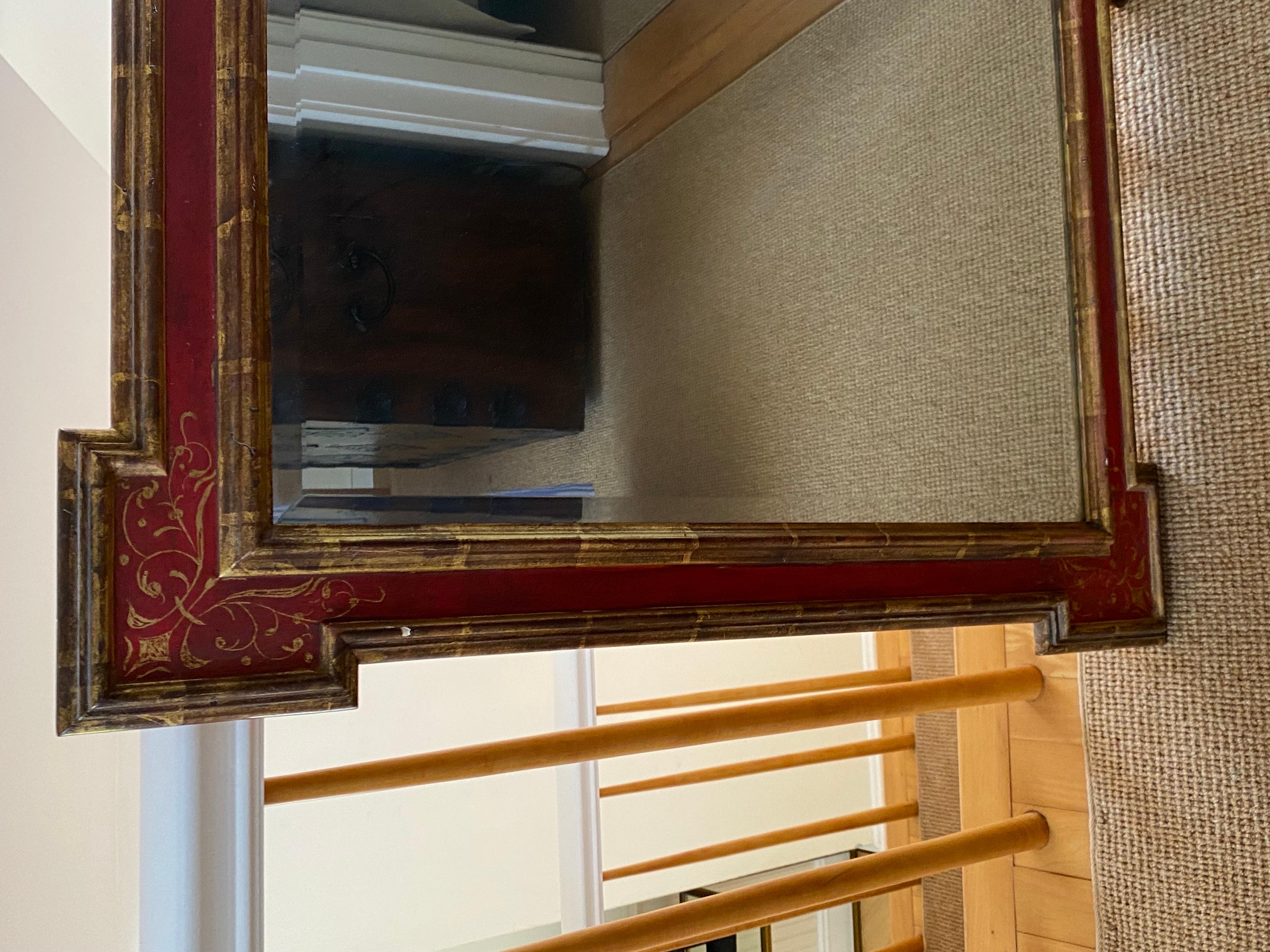Red Gilded Framed Mirror, Late 20th Century For Sale 6