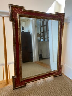 Red Gilded Framed Mirror, Late 20th Century