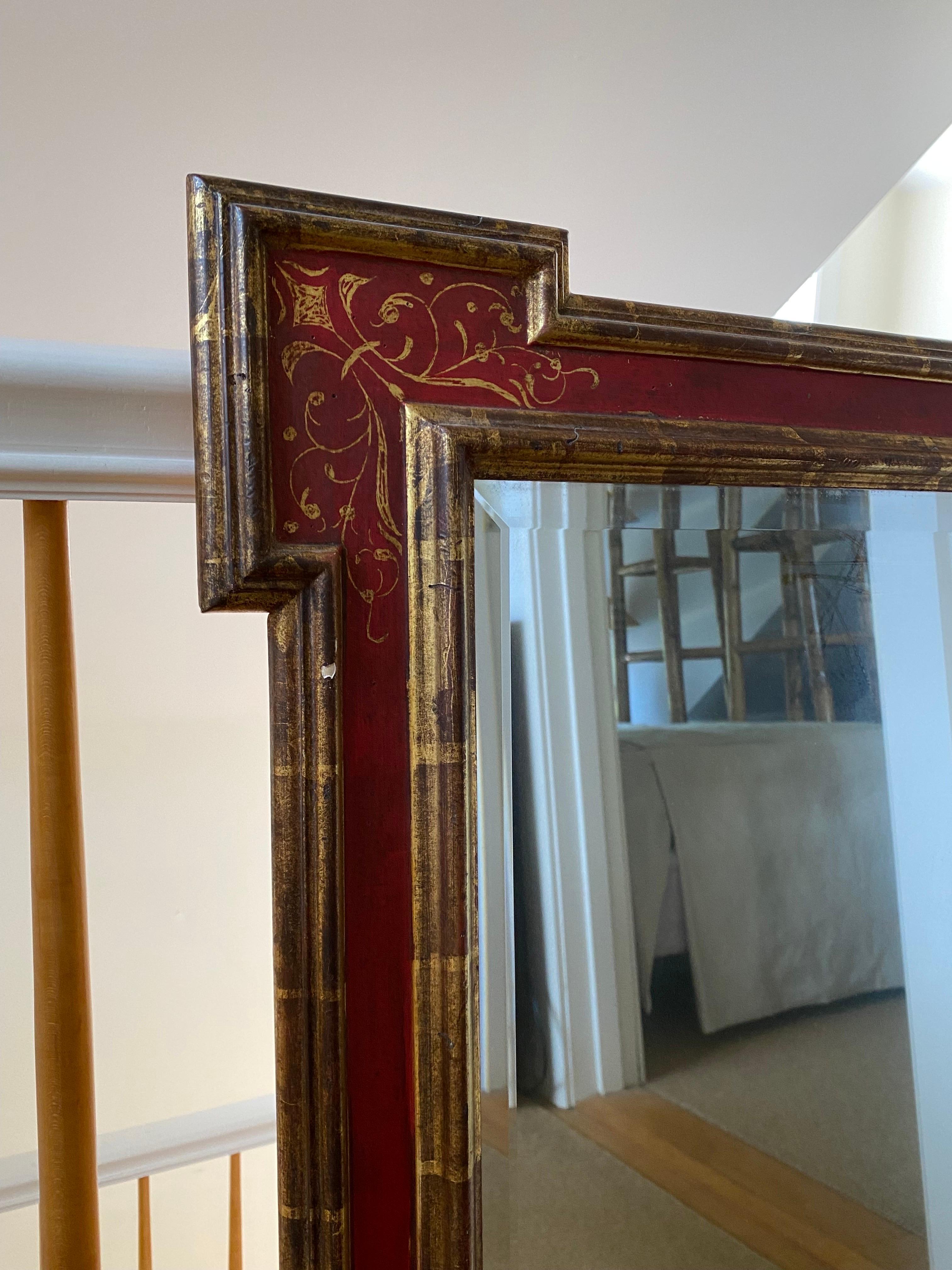 Red Gilded Framed Mirror, Late 20th Century For Sale 1