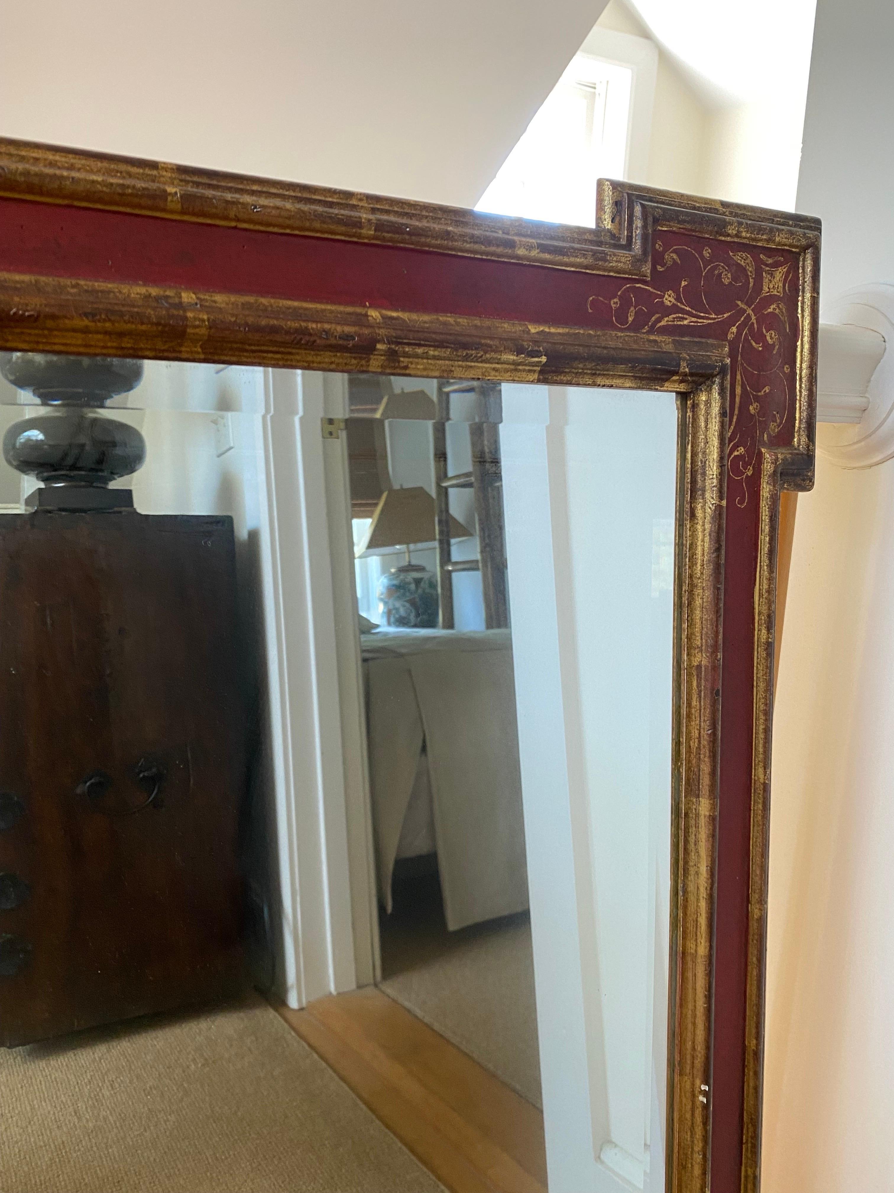 Red Gilded Framed Mirror, Late 20th Century For Sale 2