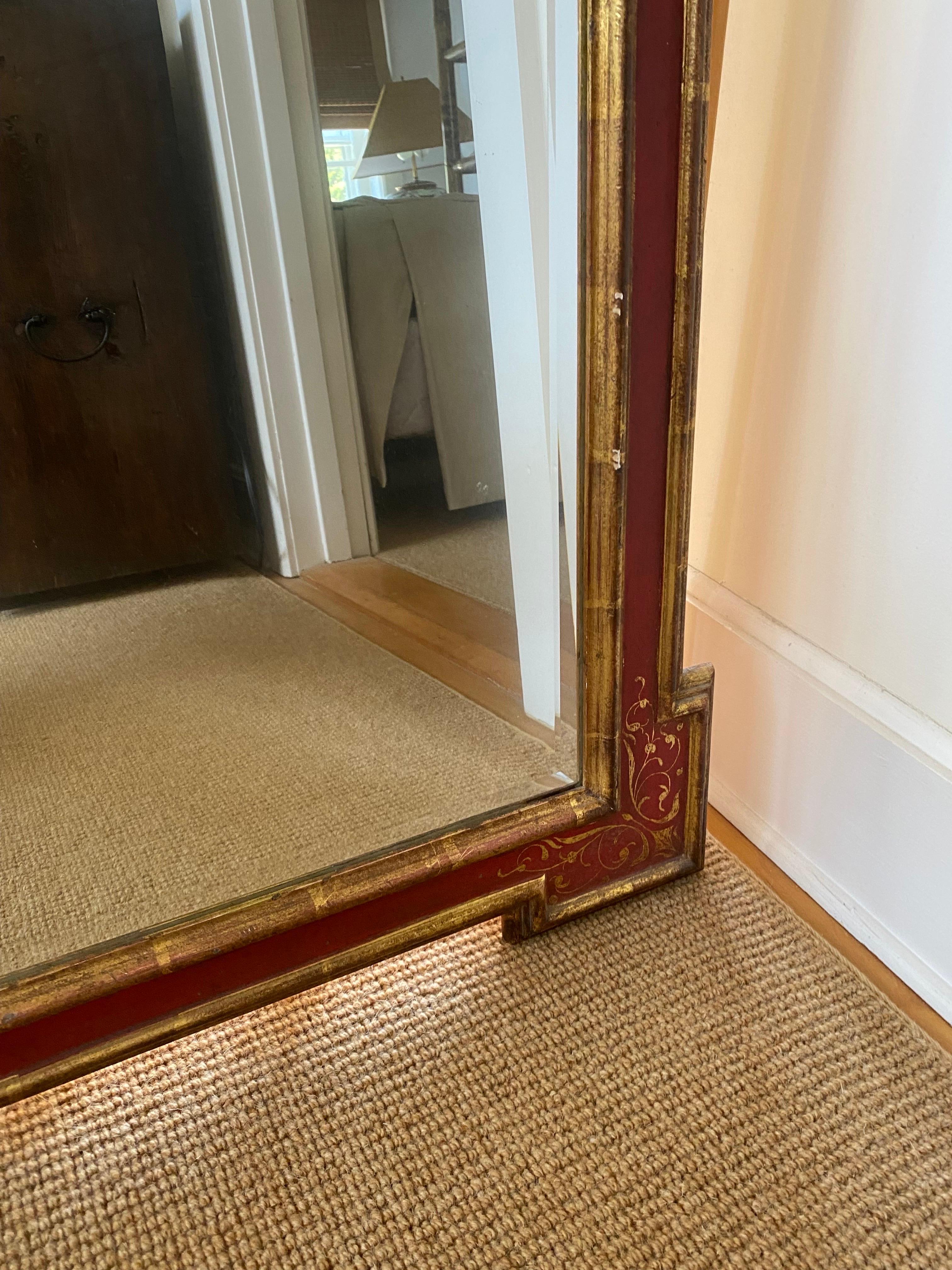 Red Gilded Framed Mirror, Late 20th Century For Sale 3