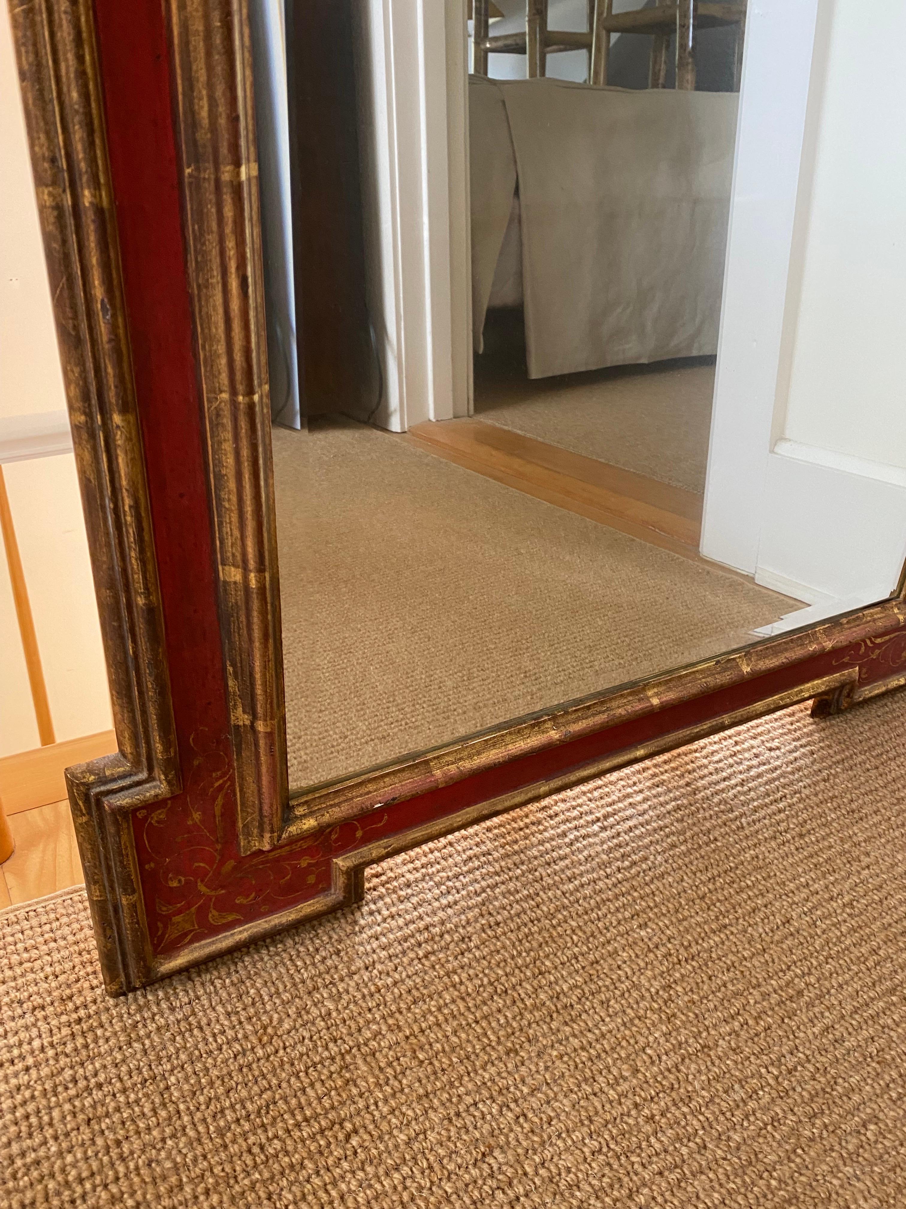 Red Gilded Framed Mirror, Late 20th Century For Sale 4