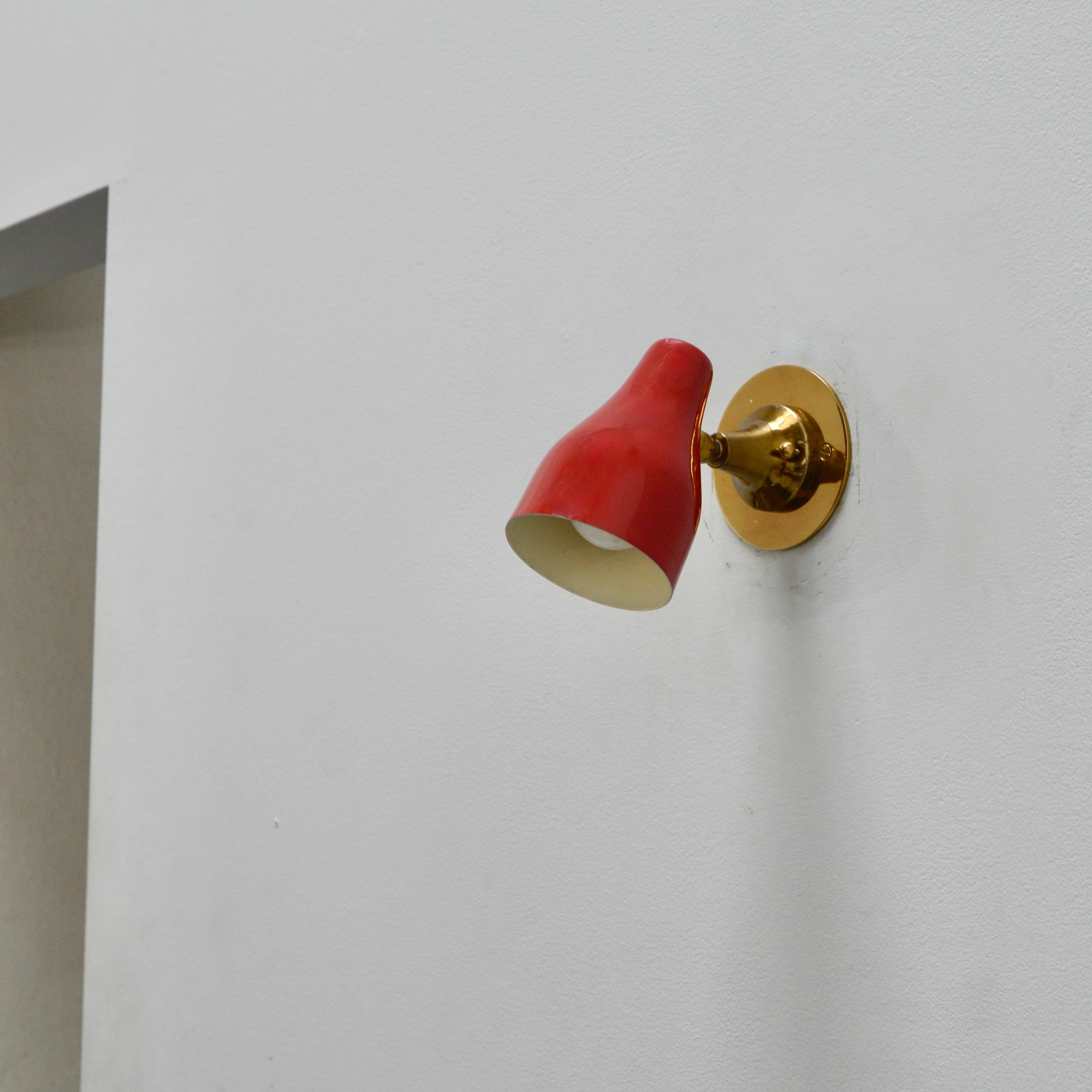 Mid-20th Century Red Giuseppe Ostuni Directional Sconces
