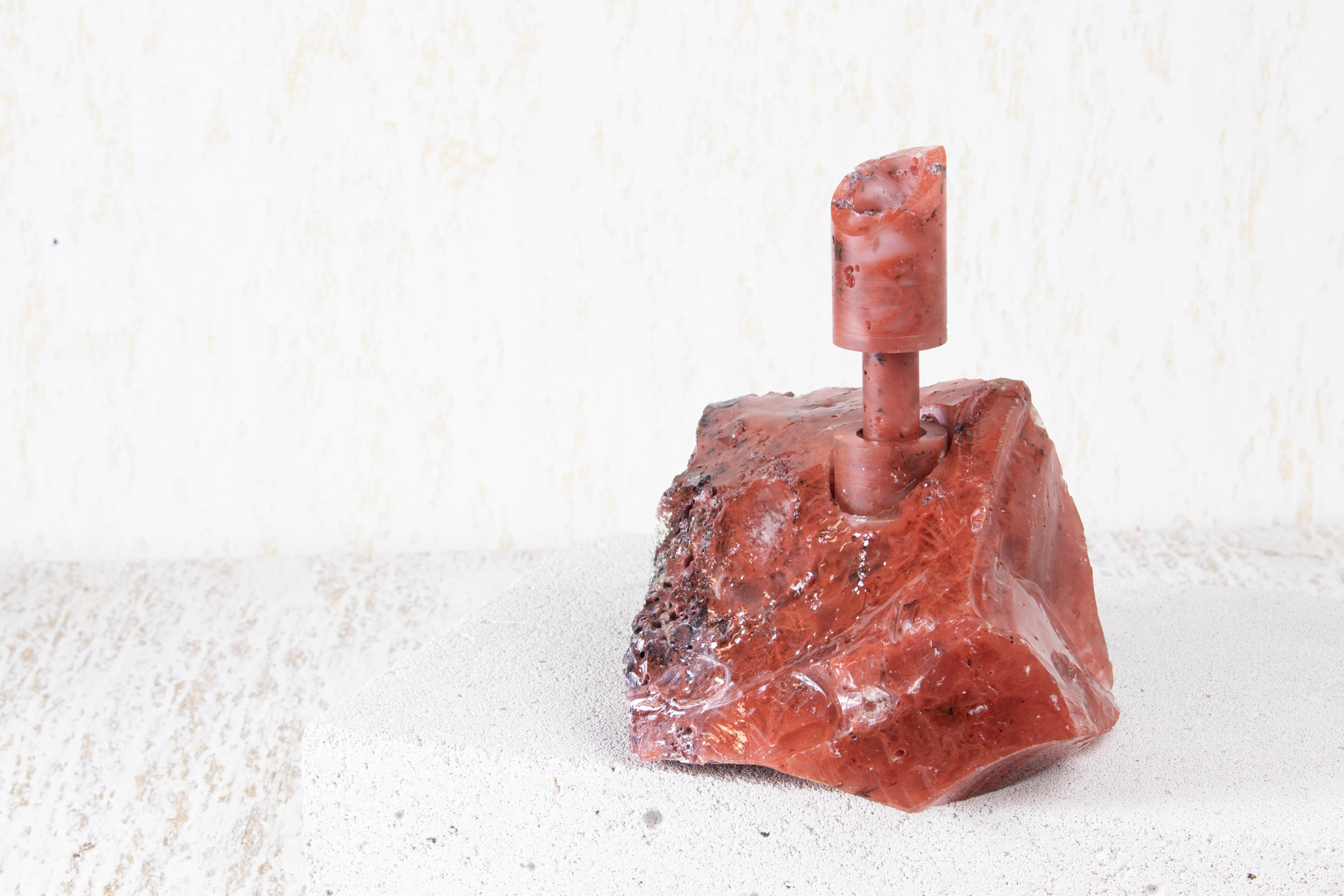 Modern Red Glass Abra Candelabra by Studio DO For Sale