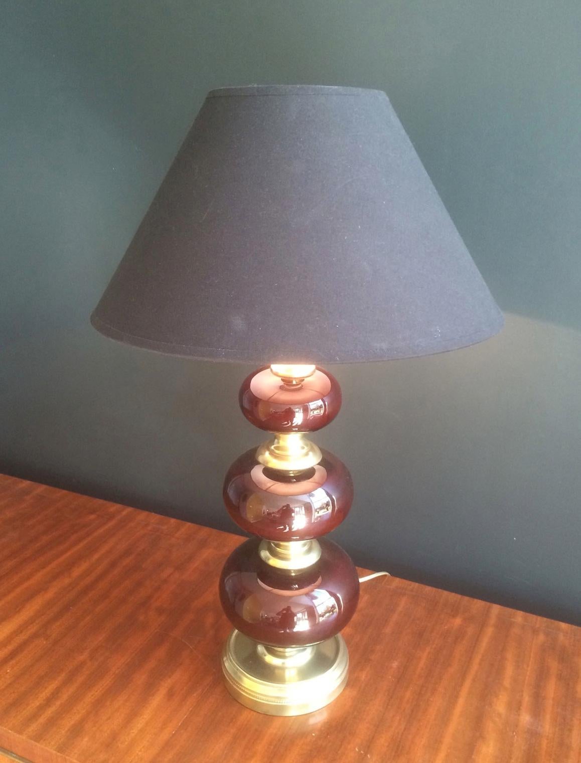 vintage red glass table lamp