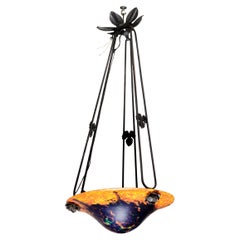 Jugendstil-Kronleuchter aus rotem Glas, Deckenhänger, 1900er Jahre