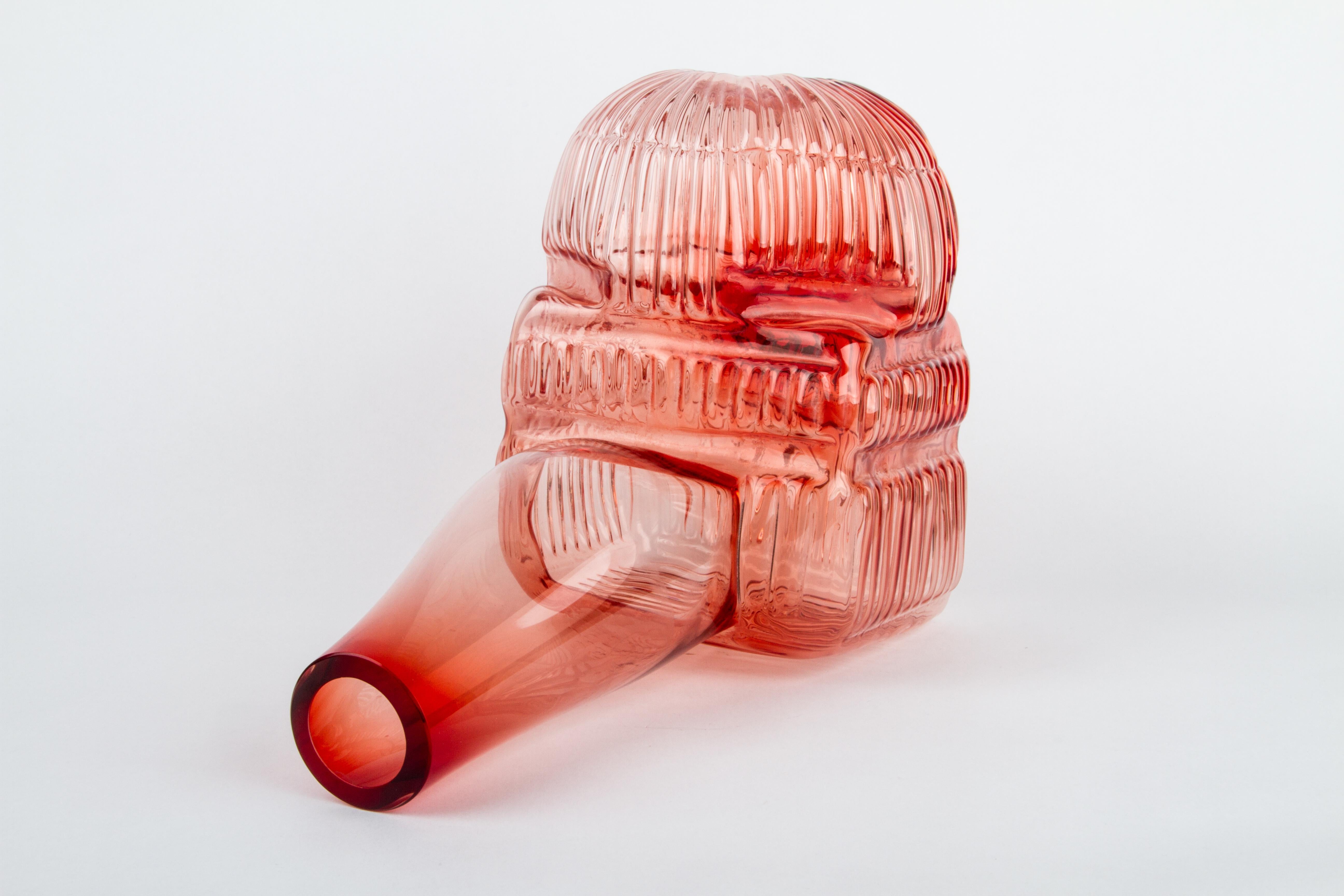 Red Glass Birdcage Mouth Blown in Nouvel Studio In New Condition For Sale In Milano, MI