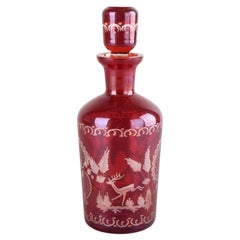 Antique Red Glass Carafe, Germany