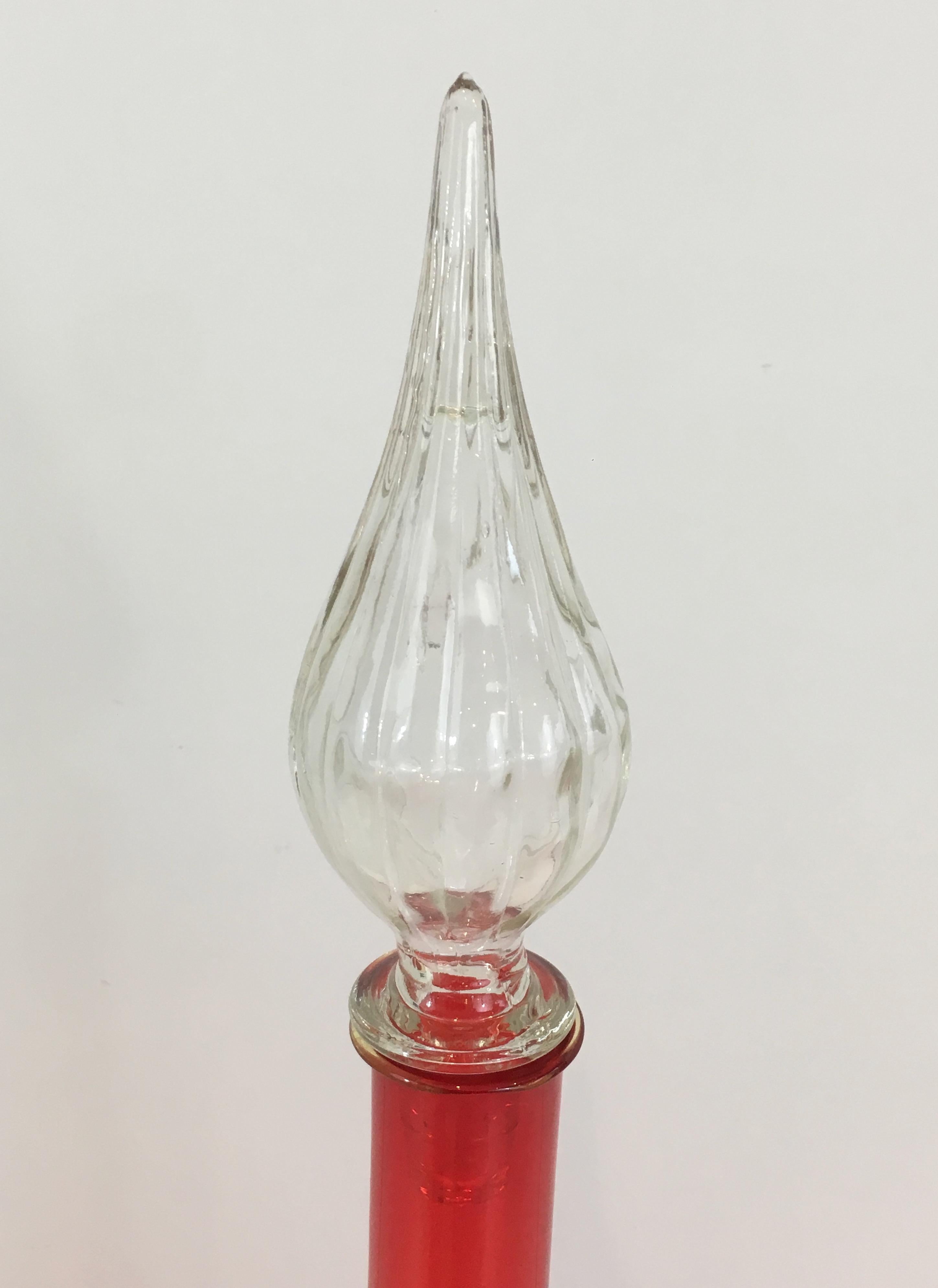 Red Glass Design Bottle, Circa 1970 For Sale 4