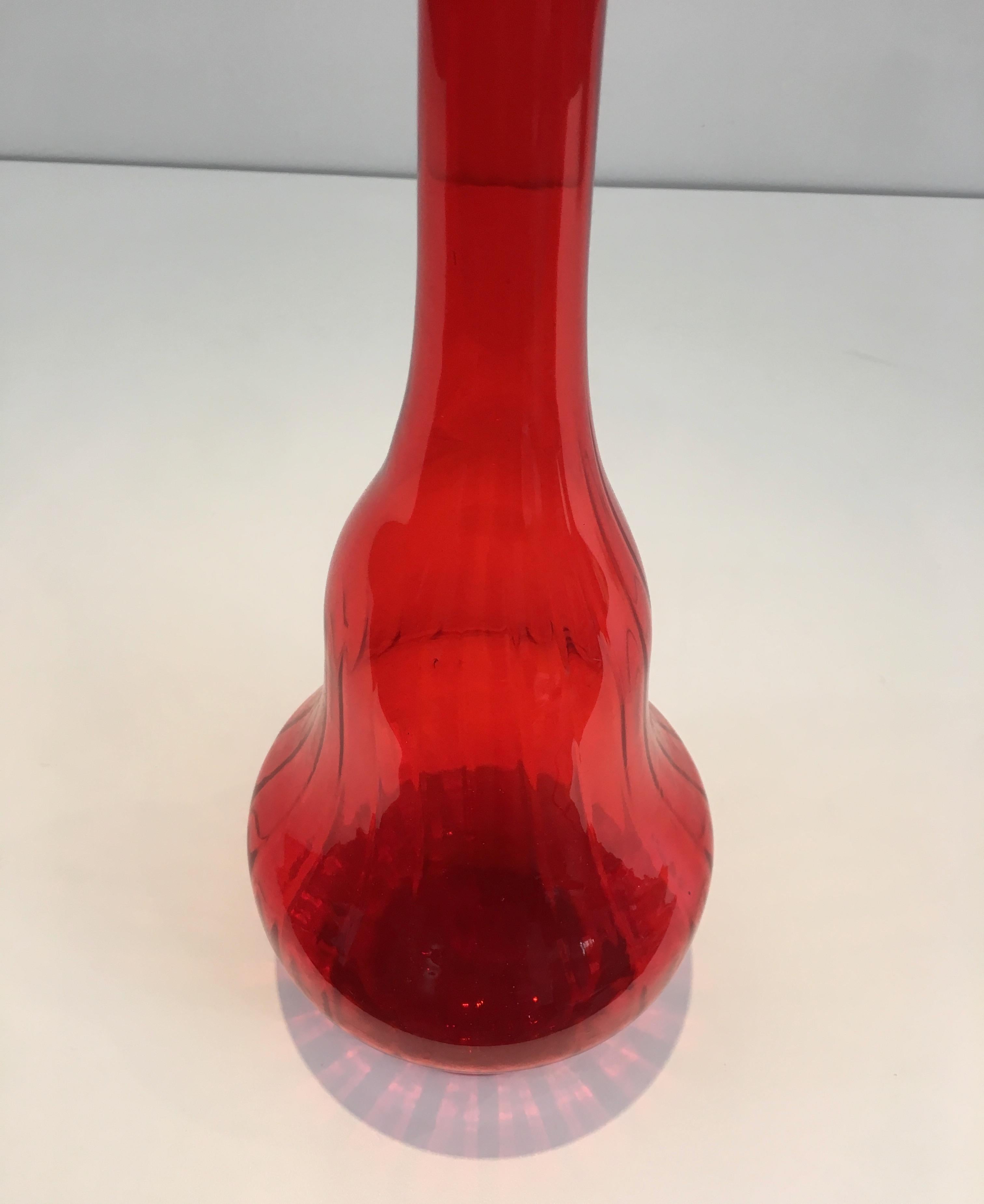 Red Glass Design Bottle, Circa 1970 For Sale 10