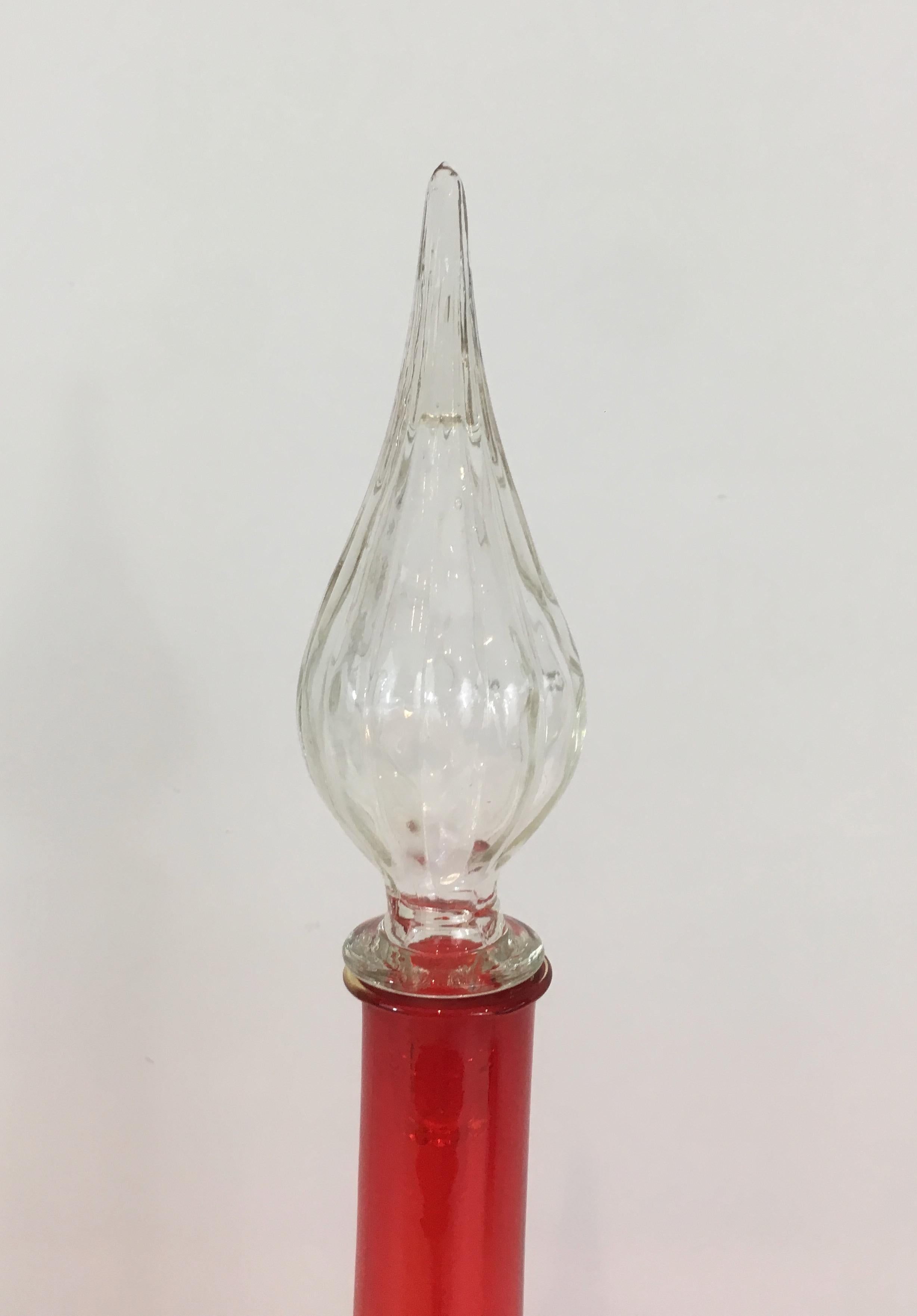 Red Glass Design Bottle, Circa 1970 For Sale 2
