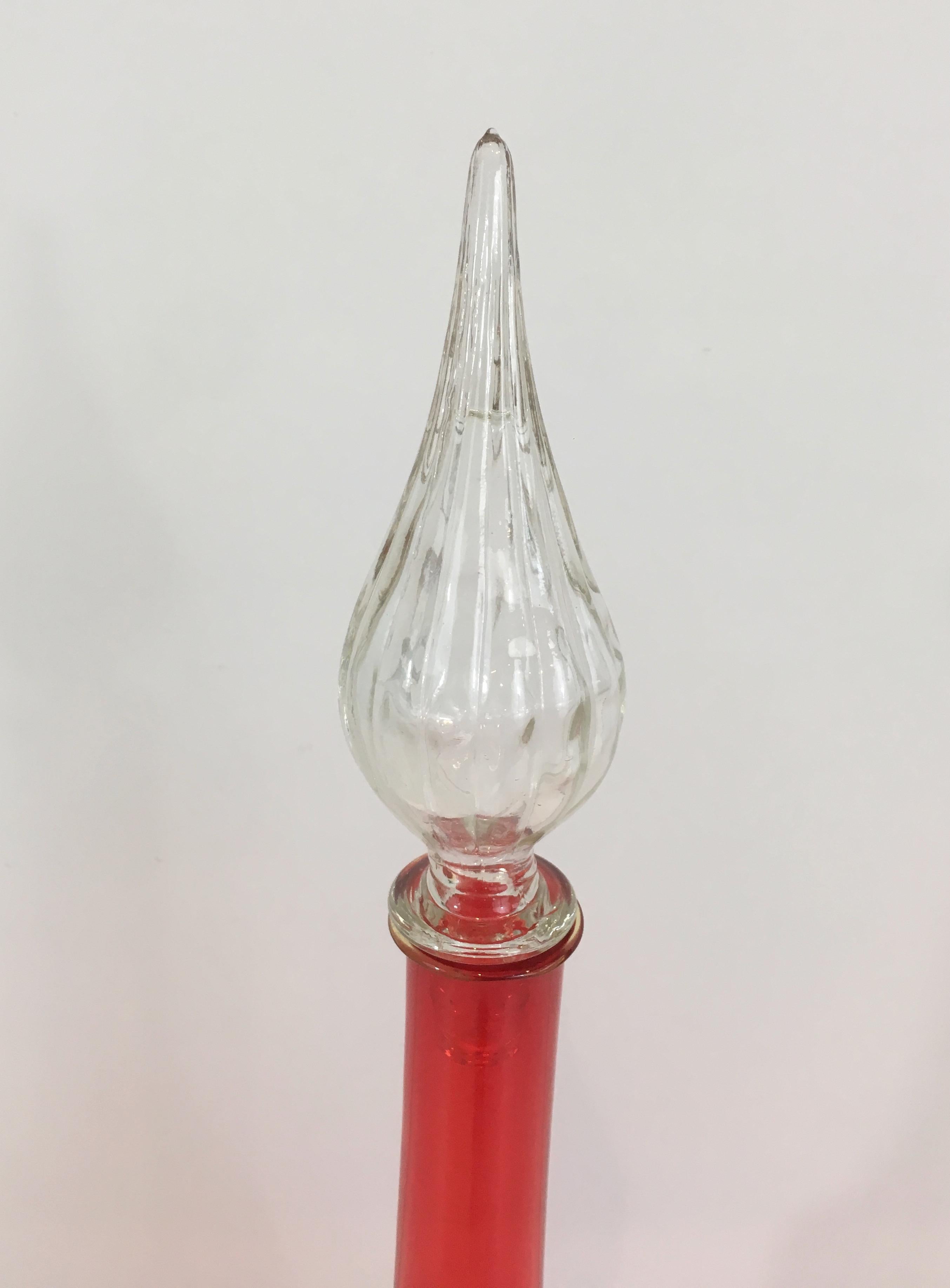 Red Glass Design Bottle, Circa 1970 For Sale 3