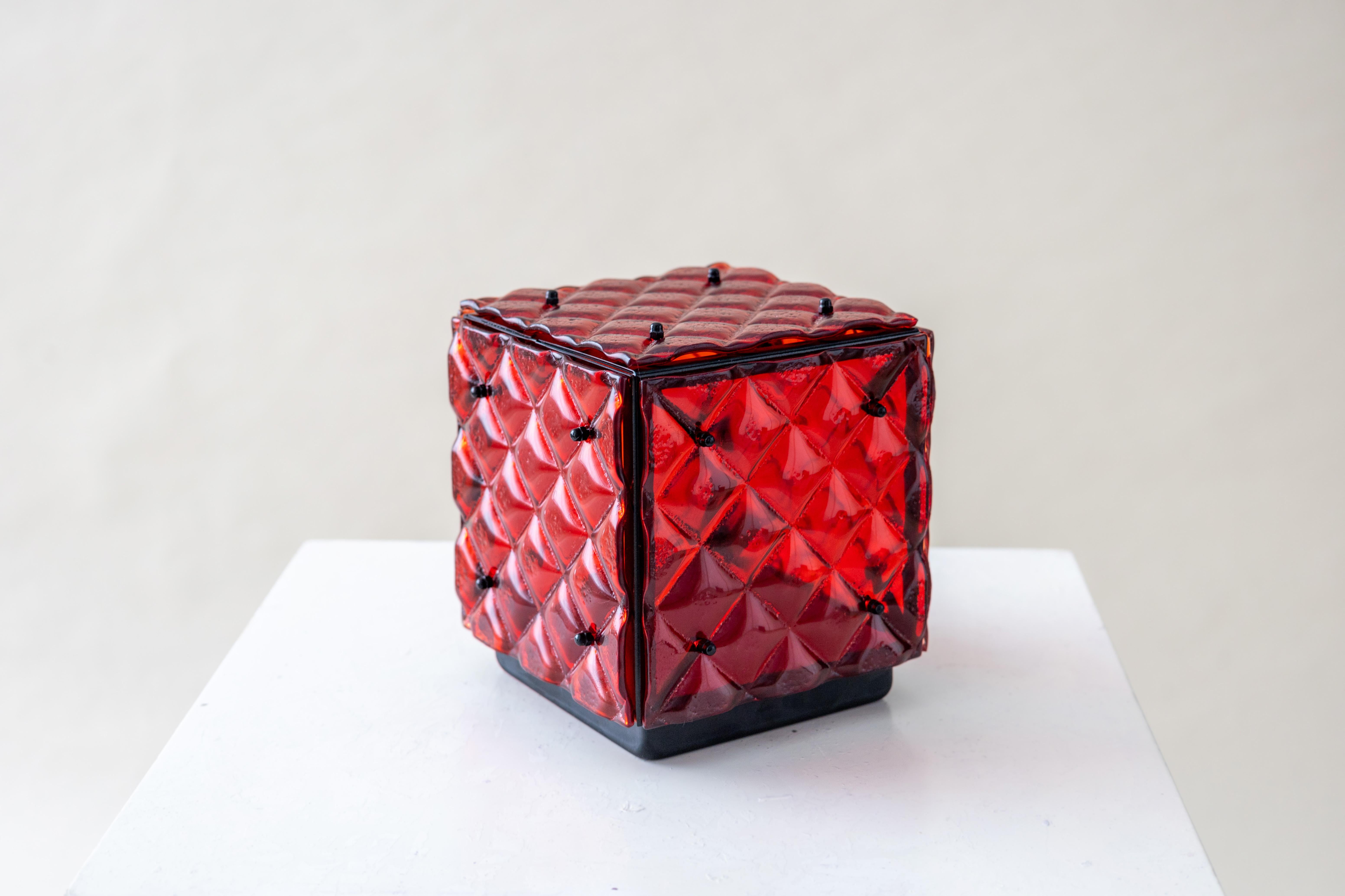 Espagnol Lampe en verre rouge en vente