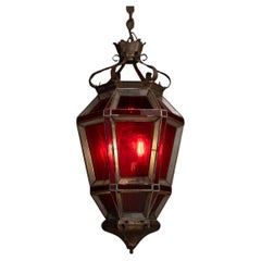 Red Glass Lantern, France circa 1960