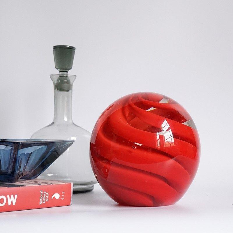 Modern Red Glass Orb by Vicke Lindstrand for Kosta, 1960s