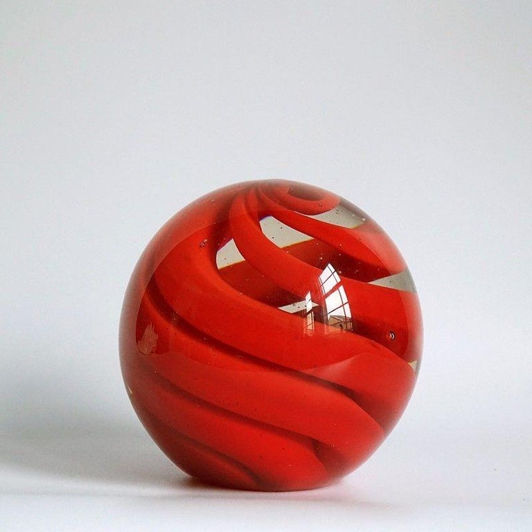 Modern Red Glass Orb by Vicke Lindstrand for Kosta, 1960s For Sale