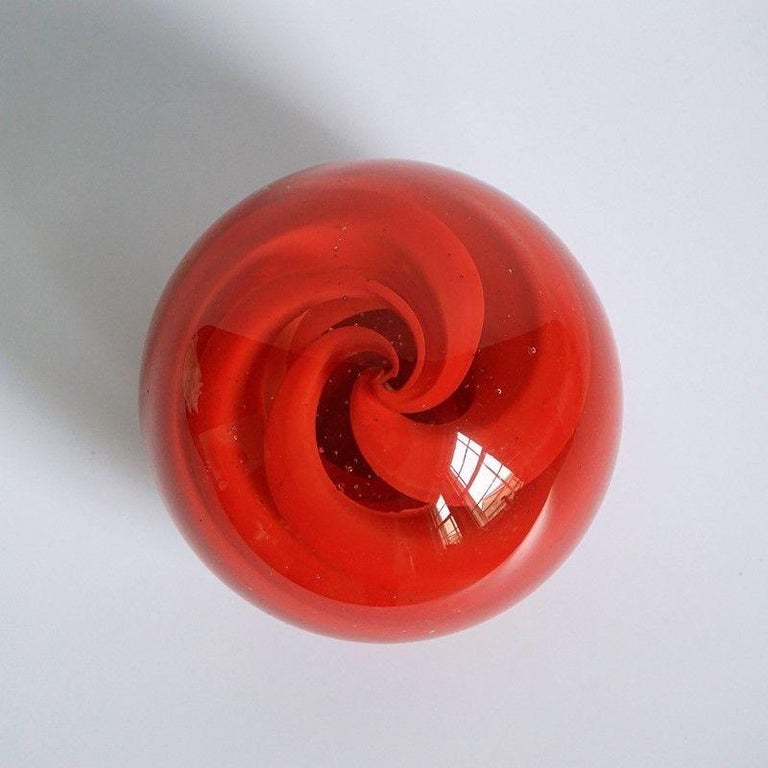 Swedish Red Glass Orb by Vicke Lindstrand for Kosta, 1960s For Sale
