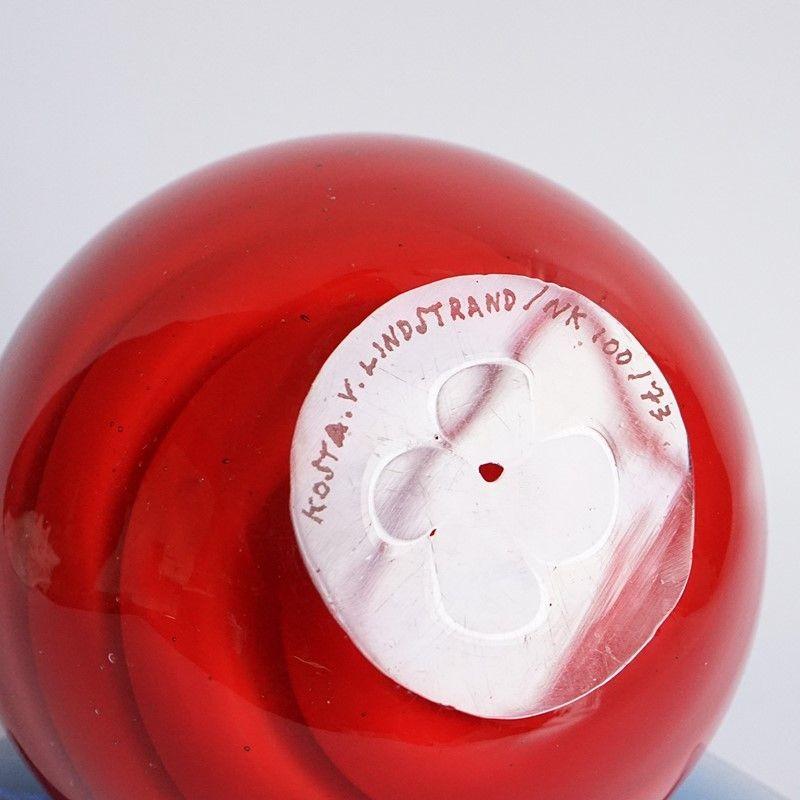 Red Glass Orb by Vicke Lindstrand for Kosta, 1960s 1
