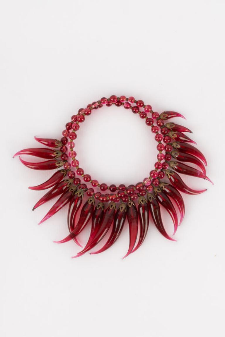 Women's Red Glass Paste Necklace For Sale
