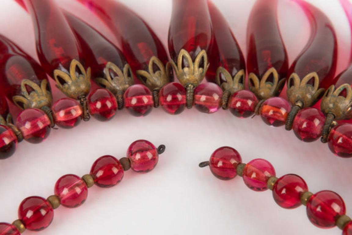 Red Glass Paste Necklace For Sale 2