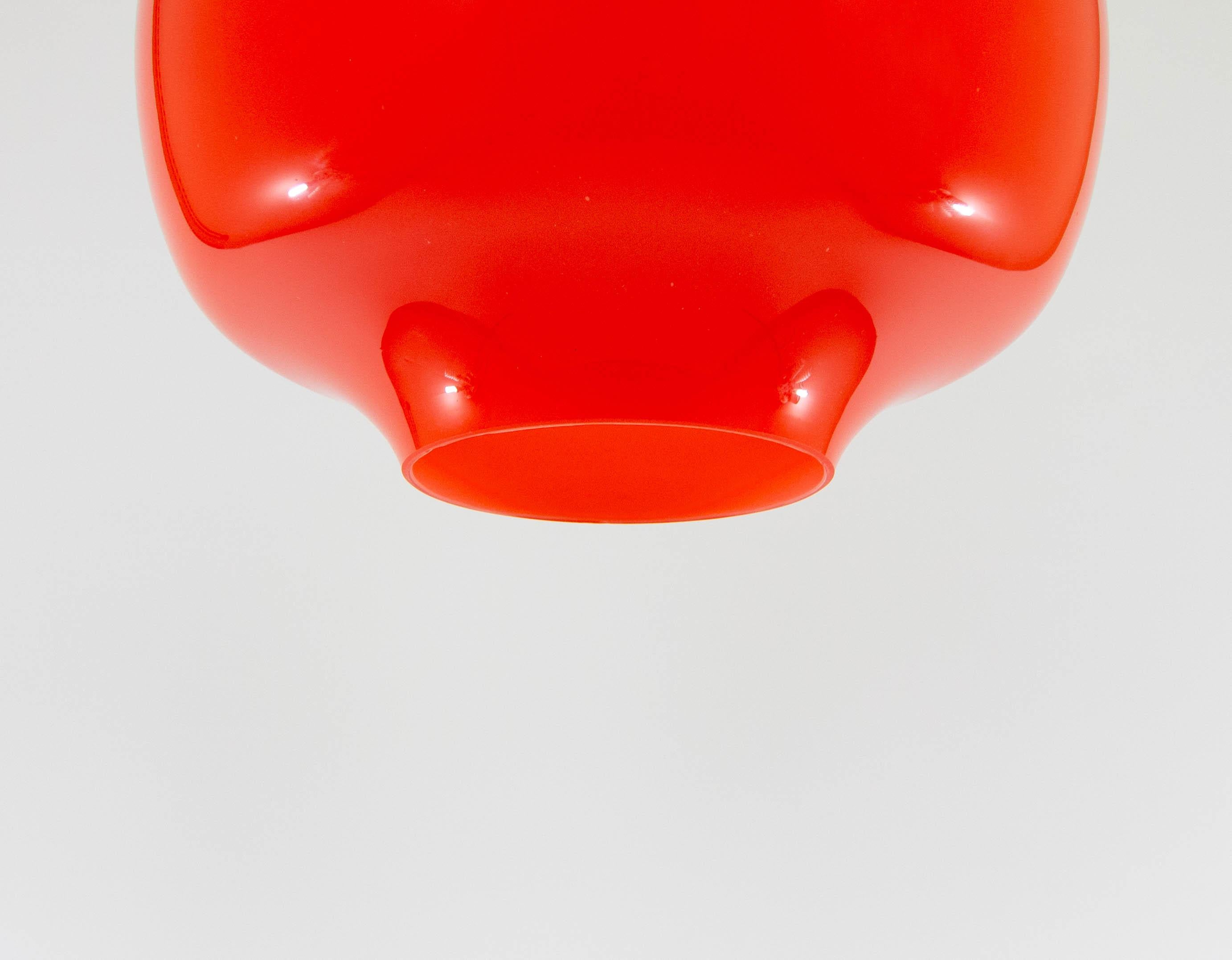 Metal Red glass pendant by Alessandro Pianon for Vistosi, 1960s For Sale