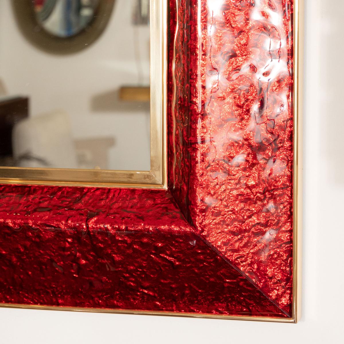 Mid-Century Modern Textured Murano Glass Surround Mirror
