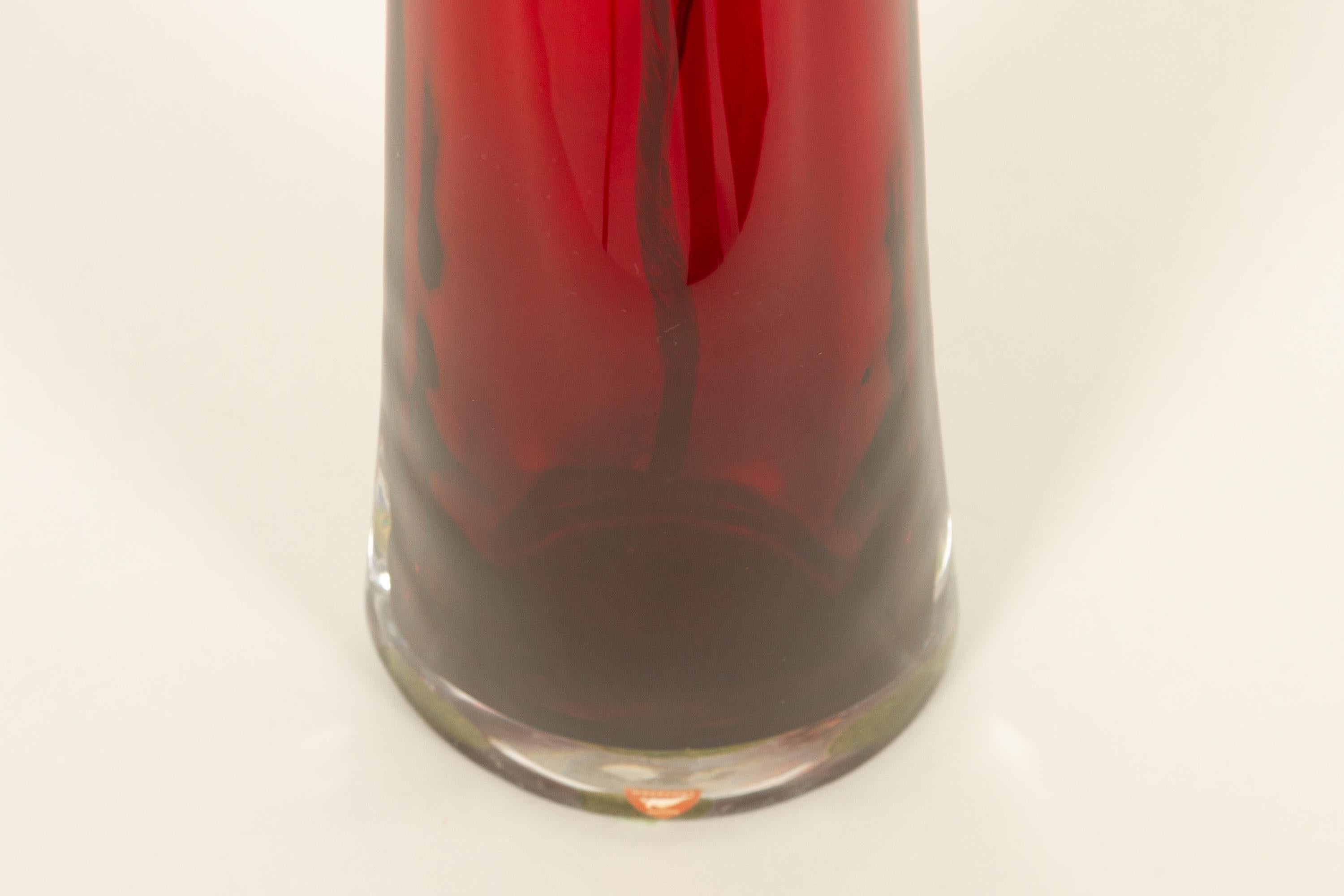 Red Glass Table Lamp by Carl Fagerlund for Orrefors, 1960s For Sale 1