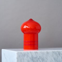 Lampada da tavolo in vetro rosso di Gunnar Ander per Lindshammars glasbruk, Svezia, anni ’60