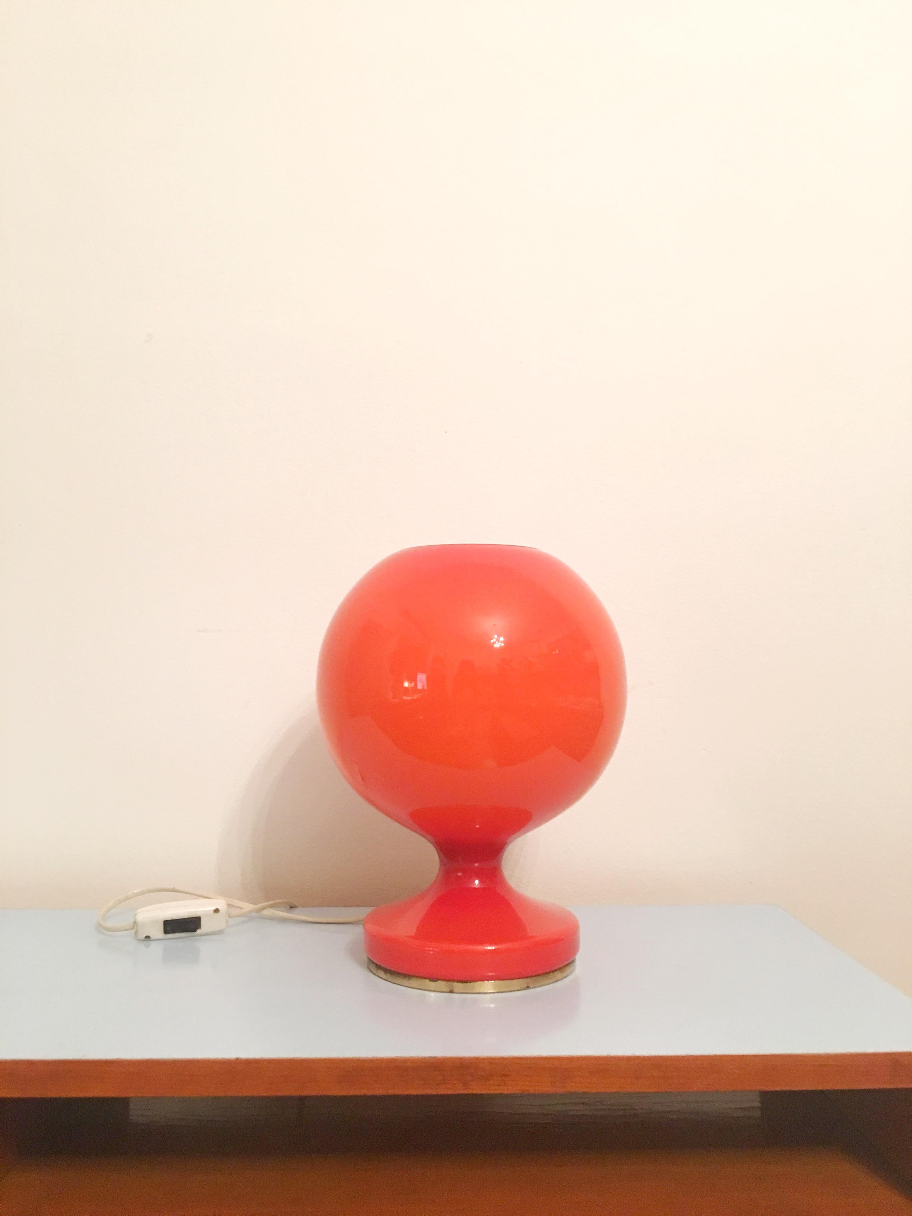 Czech Red Glass Table Lamp by Stepan Tabera, 1960s For Sale