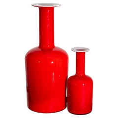 Red Glass Vases by Otto Brauer Bang for Holmegaard, Sweden, 1960s