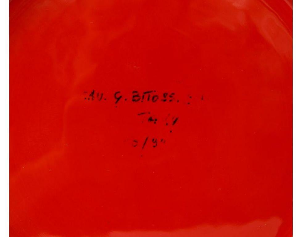 Red Glaze Ceramic Vase with Black Matte Exterior by Bitossi, c. 1960s For Sale 3