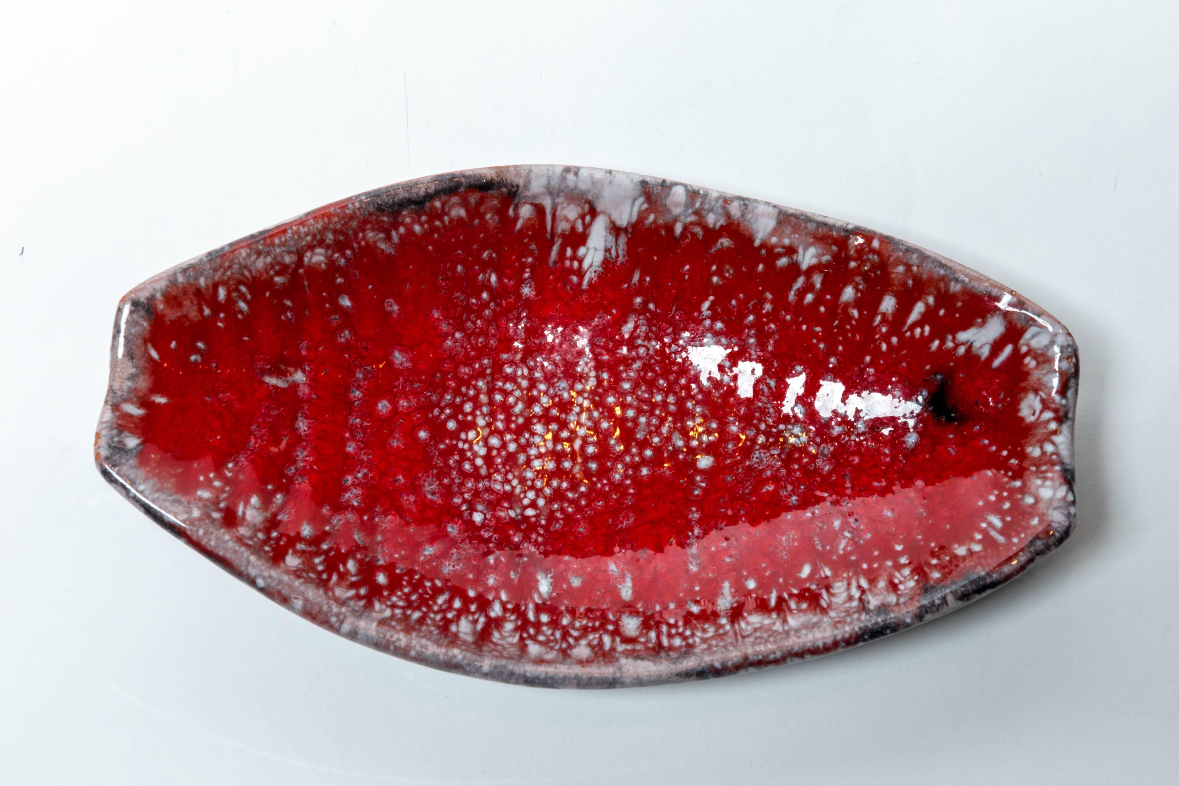 Red Glazed Ceramic Dish by Arlette Roux Juan 3