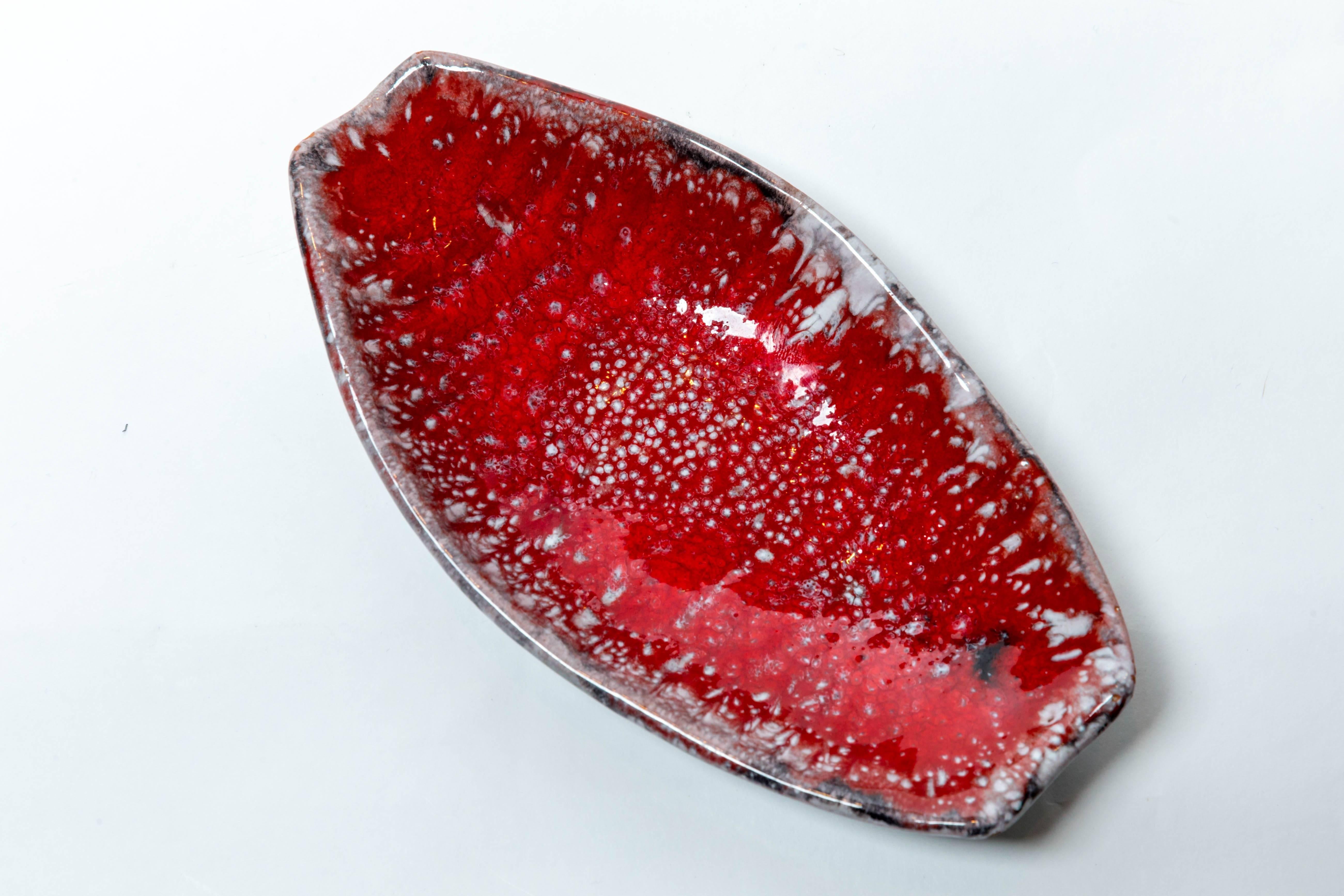 Red Glazed Ceramic Dish by Arlette Roux Juan 2