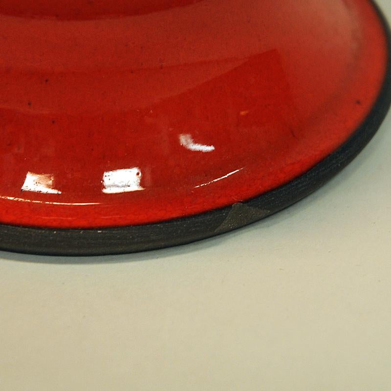 Paar rot glasierte Keramik-Tischlampen von Nykirka Motala Keramik, Schweden, 1960er Jahre im Angebot 1