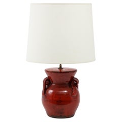 Red Glazed Ceramic Table Lamp, USA, 1960s