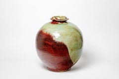 Red glazed ceramic vase by Michel Lanos, 1988